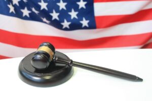 Constitution and USA flag