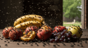 Flies on the fruits