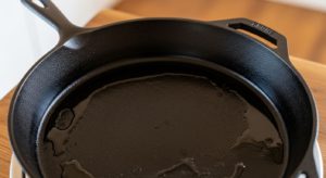 cast iron skillet on the table