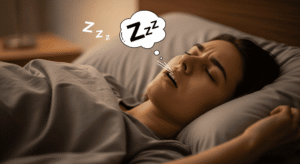 Sleeping and snoring person