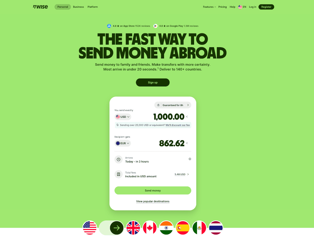Wise payments app