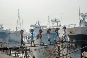 Working people on the ship